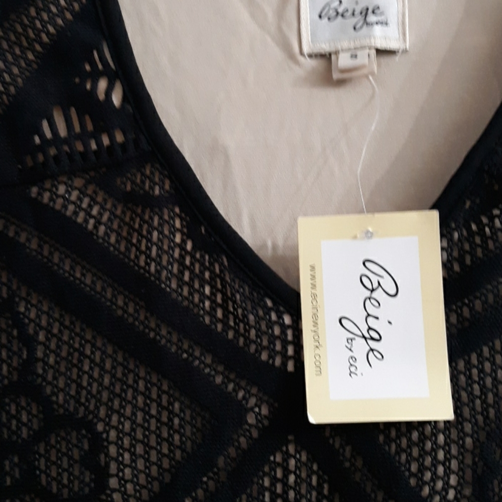 Beige by eci black dress with fringe. - Picture 10 of 10